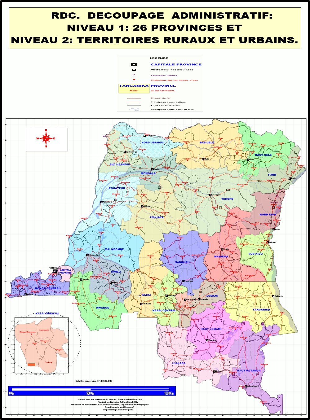 RDC: DECOUPAGE EN 26 PROVINCES